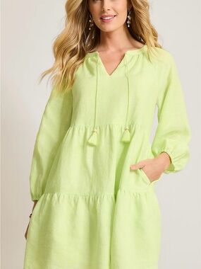 Tommy Bahama Lime Green V-Neck Midi Dress